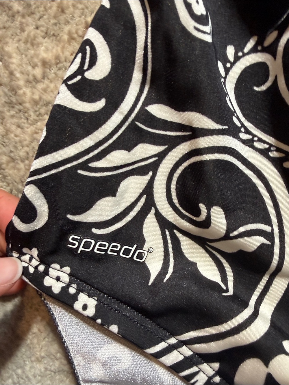Speedo Black and White Floral One-Piece Swimsuit - Picture 3 of 5